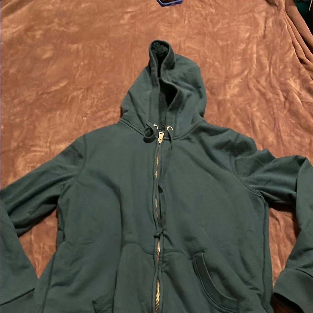 Green Hooded Zip-Up Sweatshirt - Picture 1 of 2